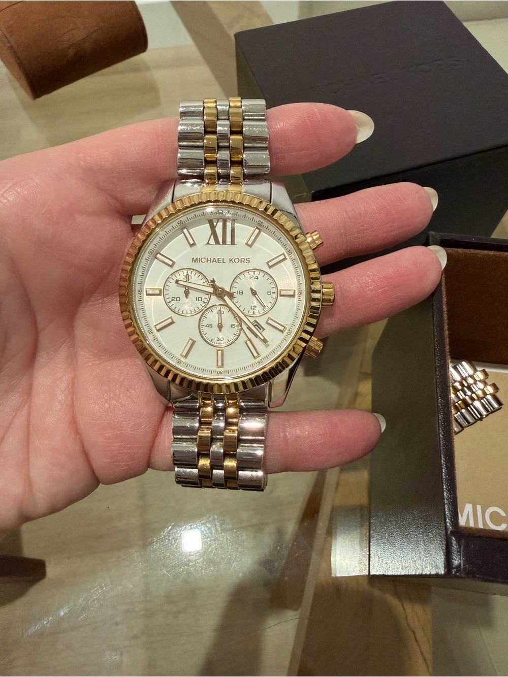 Michael Kors Two-Tone Gold and Silver Stainless Chronograph Watch